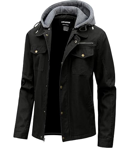 Pursky Hooded Military Jacket Men Men's Clothing Military Casual